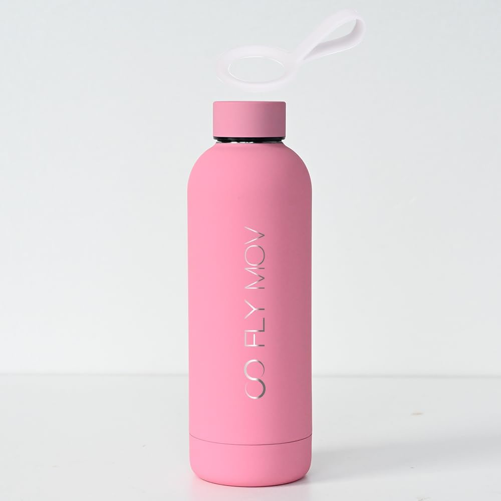 Vacuum Insulated Stainless Steel Vacuum Flask with Screw Lid Pink - 500ml - Matte Rubber Finish - BPA Free - Functional and Stylish, FM0002